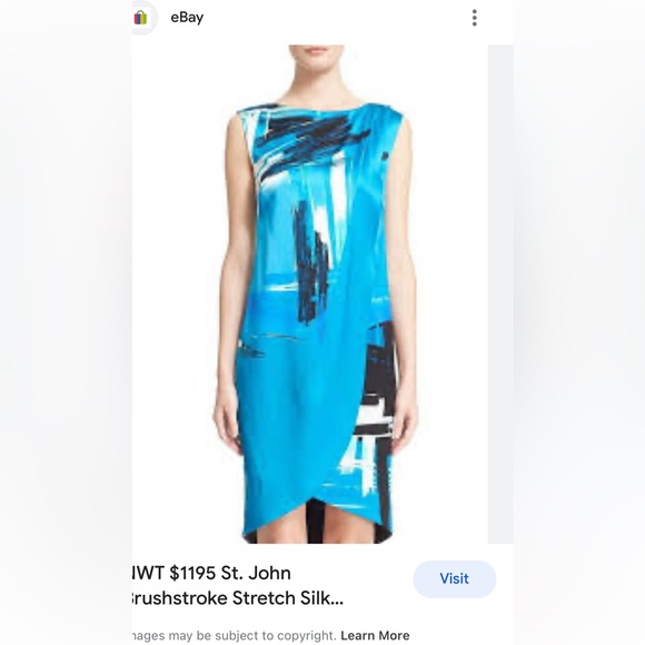 St. John silk dress gently used ( fits like small/ med 6/8) it’s a size 4 - Picture 1 of 9